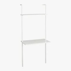 Stairway White Wall Mount Desk With Shelf 72.5'' -Home Furnishings Store StairwayDeskWhiteShrt3QF15