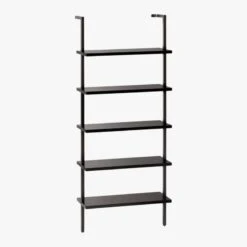 Stairway Black Wall-Mounted Bookcase - 72.5" Height -Home Furnishings Store StairwayShortBookshelfBlk3QFS18