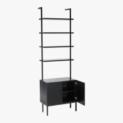 Stairway Black Cabinet - 96" Height -Home Furnishings Store StairwayTallBlkCabinet3QAVS19