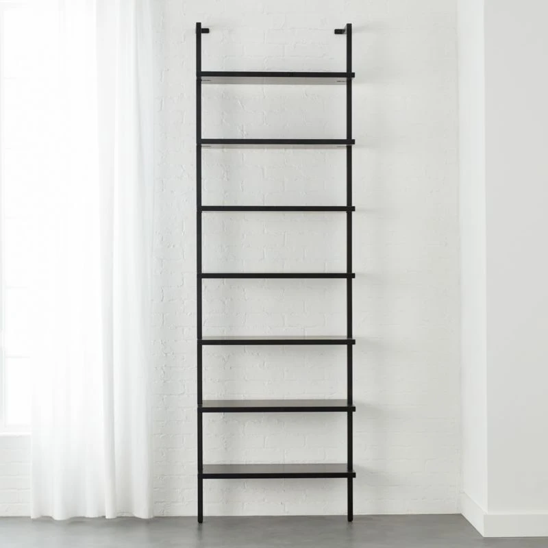 Stairway Black Metal Wall Mount Bookshelf 96'' 3 Stairway Black Metal Wall Mount Bookshelf 96''