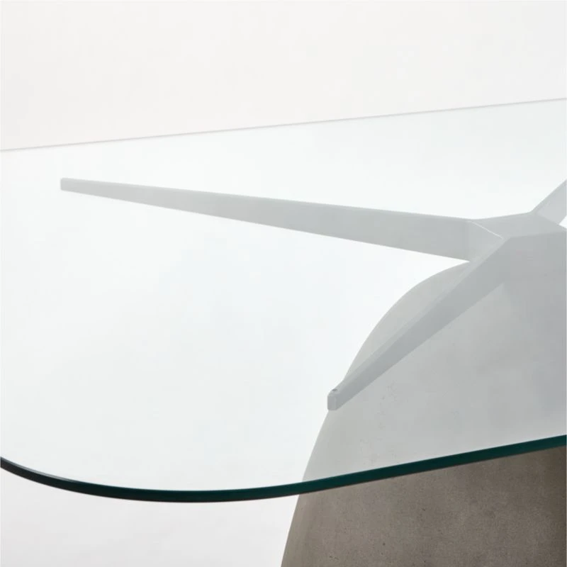 Stone Rectangular Grey Concrete Dining Table With Glass Top 8 Stone Rectangular Grey Concrete Dining Table With Glass Top - Image 6