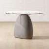 Stone Round Grey Concrete Dining Table With Glass Top