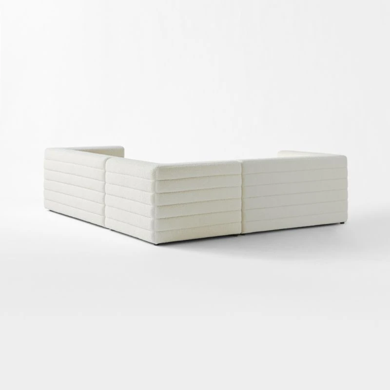 Strato 3-Piece L-Shaped White Boucle Sectional Sofa 7 Strato 3-Piece L-Shaped White Boucle Sectional Sofa - Image 5