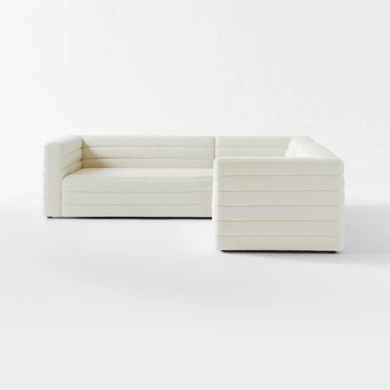 Strato 3-Piece L-Shaped White Boucle Sectional Sofa 4 Strato 3-Piece L-Shaped White Boucle Sectional Sofa - Image 2