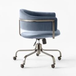 Stretta Blue Velvet Office Chair 11 Stretta Blue Velvet Office Chair -Home Furnishings Store StrettaBlueMtlOffcChairSDSSS22