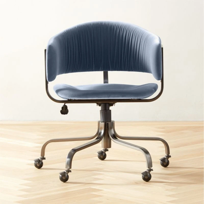 Stretta Blue Velvet Office Chair 3 Stretta Blue Velvet Office Chair