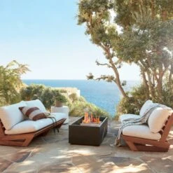 Rectangular Metal Fire Pit -Home Furnishings Store SunsetTeakOutdoorLoveseatM21