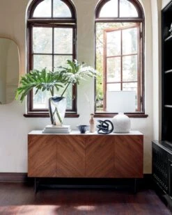 Suspend Marble And Brown Walnut Wood Media Console -Home Furnishings Store SuspendIIMediaConsoleJN19