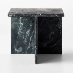 T Black Marble Short Side Table -Home Furnishings Store TMrblBlkShortSideTableSOSSF22
