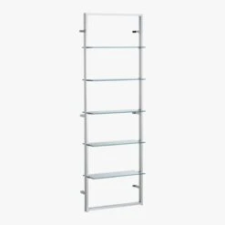 Tesso Chrome Metal Wall Mount Bookshelf -Home Furnishings Store TessoBookcaseChrmGls3QF8