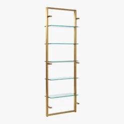 Tesso Brass Metal Wall Mount Bookshelf -Home Furnishings Store TessoBrushedBrassBookcs3QBS20