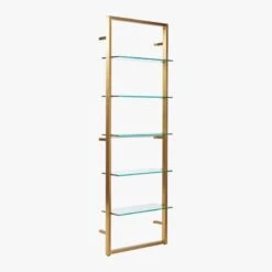 Tesso Brass Metal Wall Mount Bookshelf -Home Furnishings Store TessoBrushedBrassBookcs3QS20