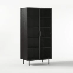 Trace Black Wire Bookcase -Home Furnishings Store TraceBlkMeshDoorBookcase3QF20