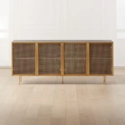 Trace Brass Wire Mesh Credenza
