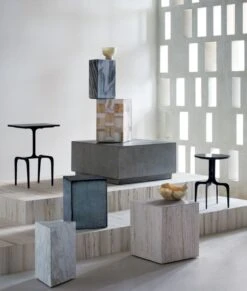 Matter Grey Cement Square Coffee Table -Home Furnishings Store TriWhiteMarbleSideTableJN20