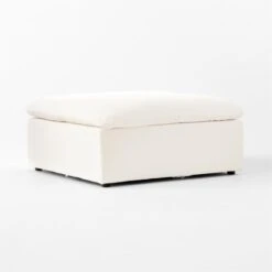Turn Off-White Performance Velvet Ottoman -Home Furnishings Store TurnCreamOttoman3QSSS23