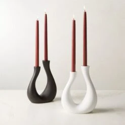 Uri Matte Black Cement Taper Candle Holder -Home Furnishings Store UriTaperHolderCollectionAVFHF23