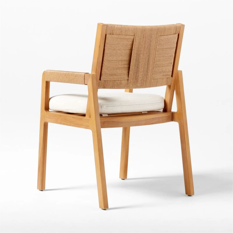 Roc Teak And Rattan Outdoor Dining Armchair With Ivory Sunbrella® Cushion 10 Roc Teak And Rattan Outdoor Dining Armchair With Ivory Sunbrella® Cushion - Image 8