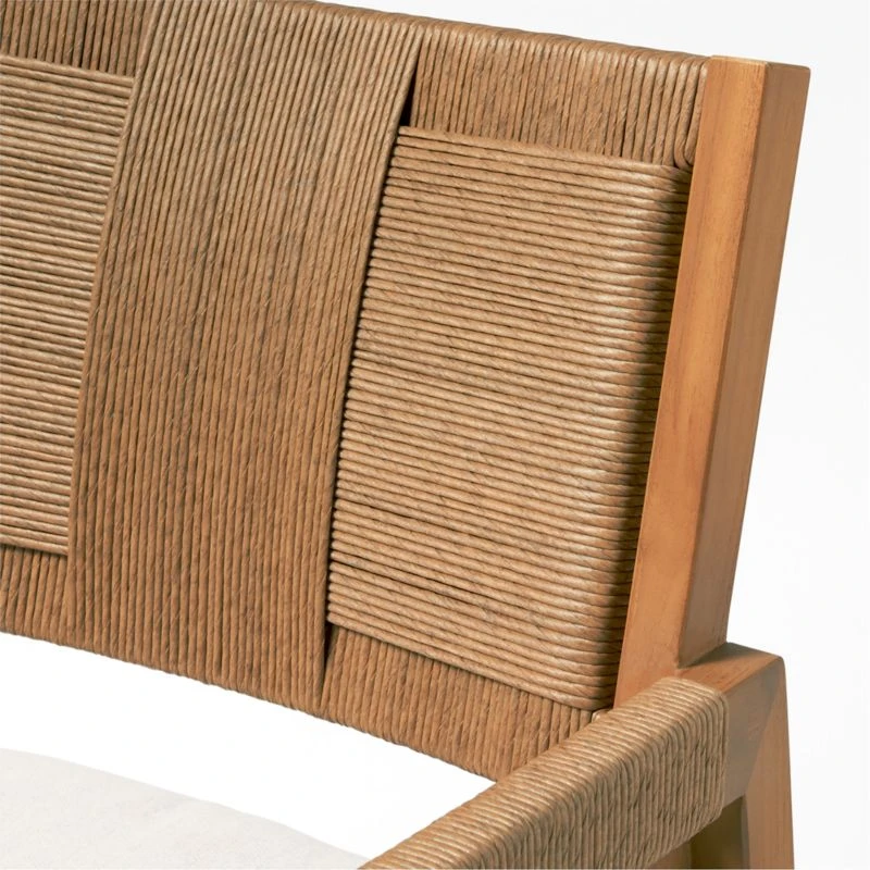 Roc Teak And Rattan Outdoor Dining Armchair With Ivory Sunbrella® Cushion 11 Roc Teak And Rattan Outdoor Dining Armchair With Ivory Sunbrella® Cushion - Image 9