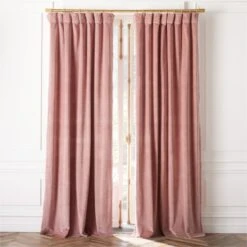 Orchid Mauve Organic Cotton Velvet Window Curtain Panel 48"x84''