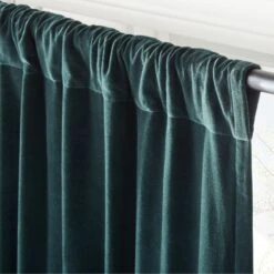 Dark Green Organic Cotton Velvet Window Curtain Panel 48"x84'' -Home Furnishings Store VlvtDkGnOrgCtnCrtn96PnlAV2SHF23