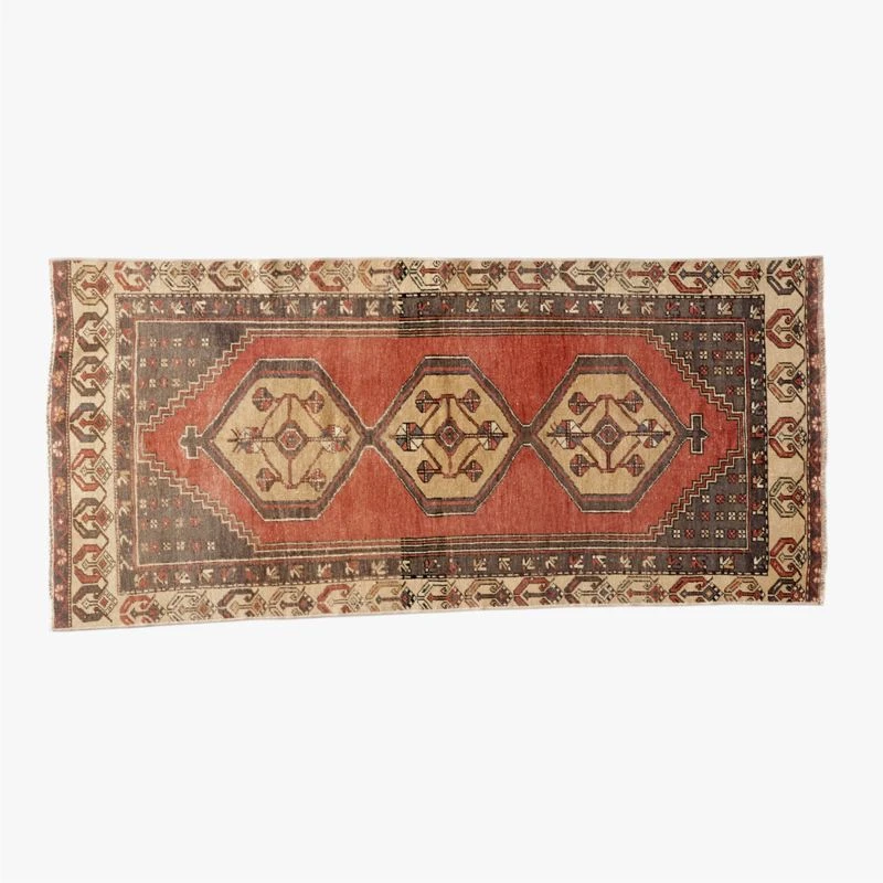 Vintage Handknotted Wool Turkish Rug 2'11"x6'2" 3 Vintage Handknotted Wool Turkish Rug 2'11"x6'2"
