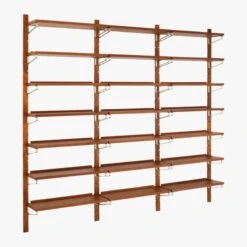Walnut Modular Triple Shelf 88" -Home Furnishings Store WalnutMod88TripleShelf3QF18