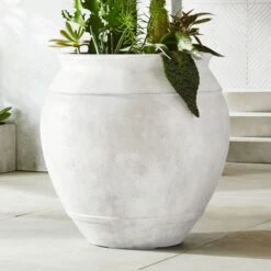 Belly White Stone Outdoor Planter XXL -Home Furnishings Store WhiteBellyXXLPlanterROS19