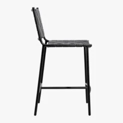Woven Black Leather Counter Stool -Home Furnishings Store Woven24inBkLthrCntrStoolSDS19 1