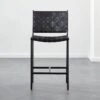 Woven Black Leather Counter Stool Set Of 2 -Home Furnishings Store Woven24inBkLthrCntrStoolSHS19 1x1