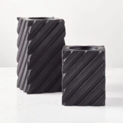 Zeke Blackened Teak Pillar Candle Holder Small -Home Furnishings Store ZekeBkdTeakPllrHolderGrpFHS23