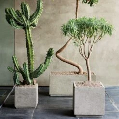 Playa Square Grey Stone Indoor/Outdoor Planter Large -Home Furnishings Store playagreyplantersOFB18